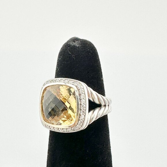 David Yurman Albion Ring w/ Citrine, Pavé White Diamonds & 18K Yellow Gold Sz. 5 - Picture 2 of 13